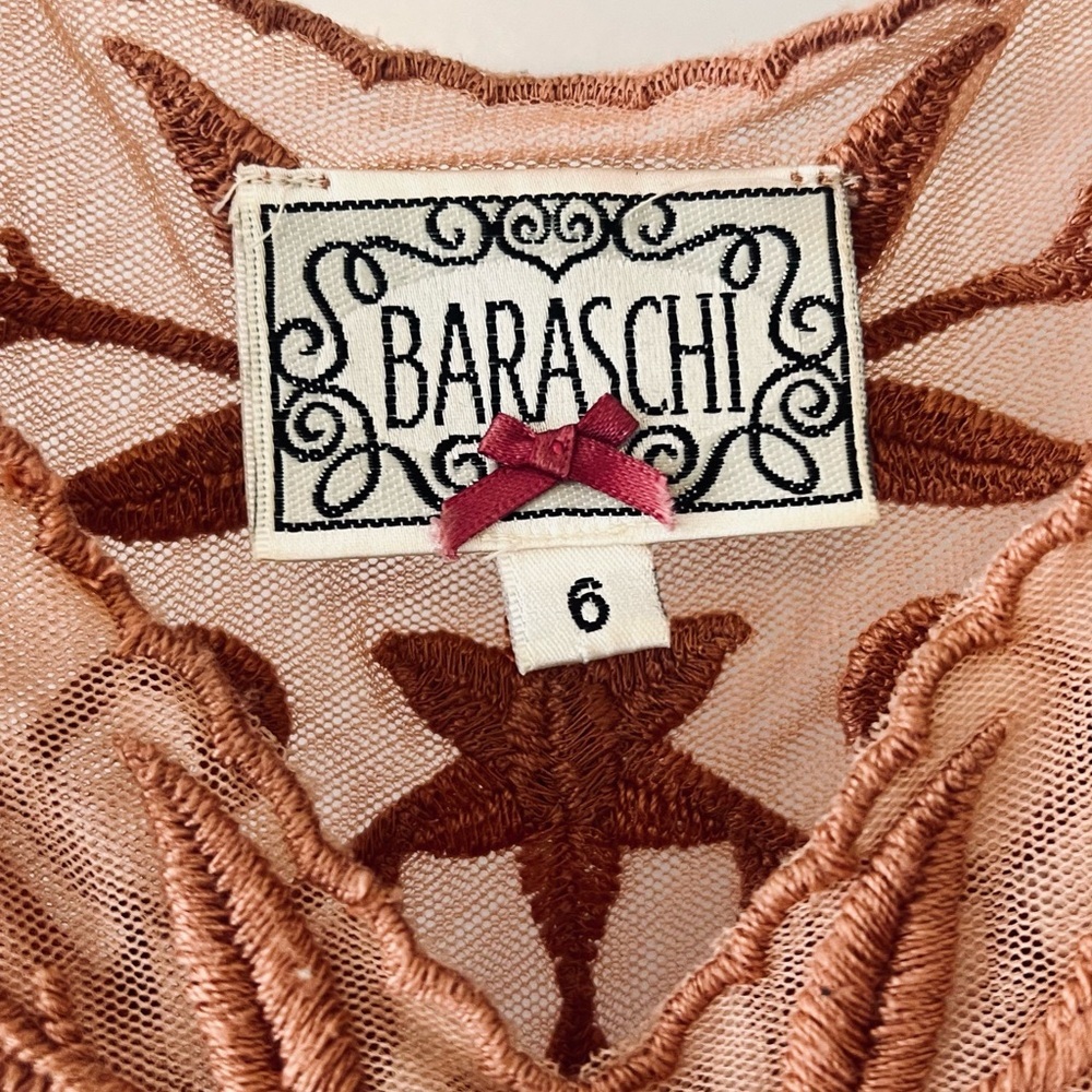 Anthropologie At Dusk Dress Sz 6 Dusty Rose Lace Embroidered Fit & Flare - Picture 8 of 14